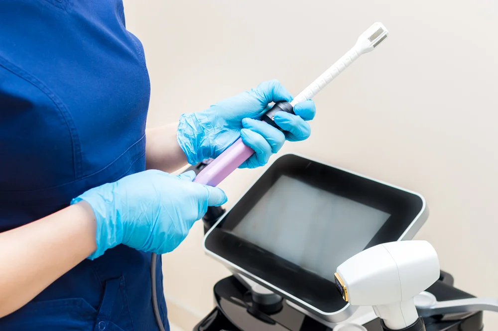 FromaV vaginal rejuvenation treatment device used for non-surgical vaginal tightening and rejuvenation procedure in a clinical setting.